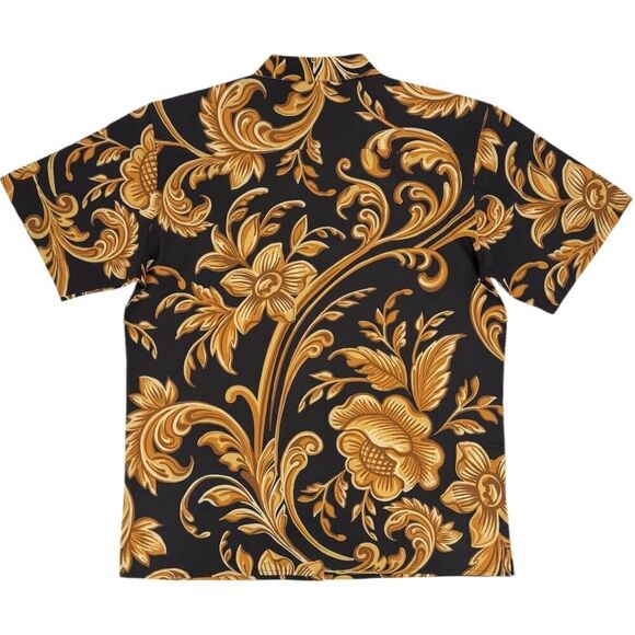 NEW Tachuntfish Men's The Mojito Baroque Floral Button Down Shirt Black/Gold XXL - Picture 3 of 8